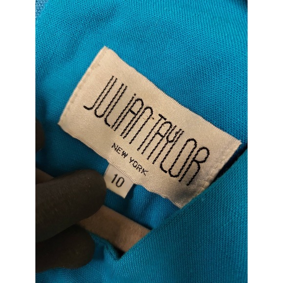 Julian Taylor New York Dress Size 10 Blue Teal Button Front Career Work - Picture 2 of 16